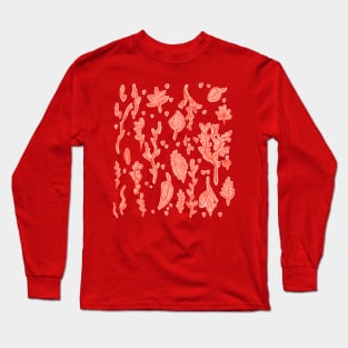 Pastel Red Outdoor Leaves Collection Long Sleeve T-Shirt